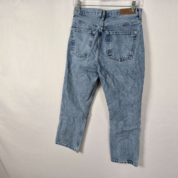 Topshop Blue Jeans Women's 28 Straight Leg Relaxed Distressed Button Fly - Picture 15 of 16